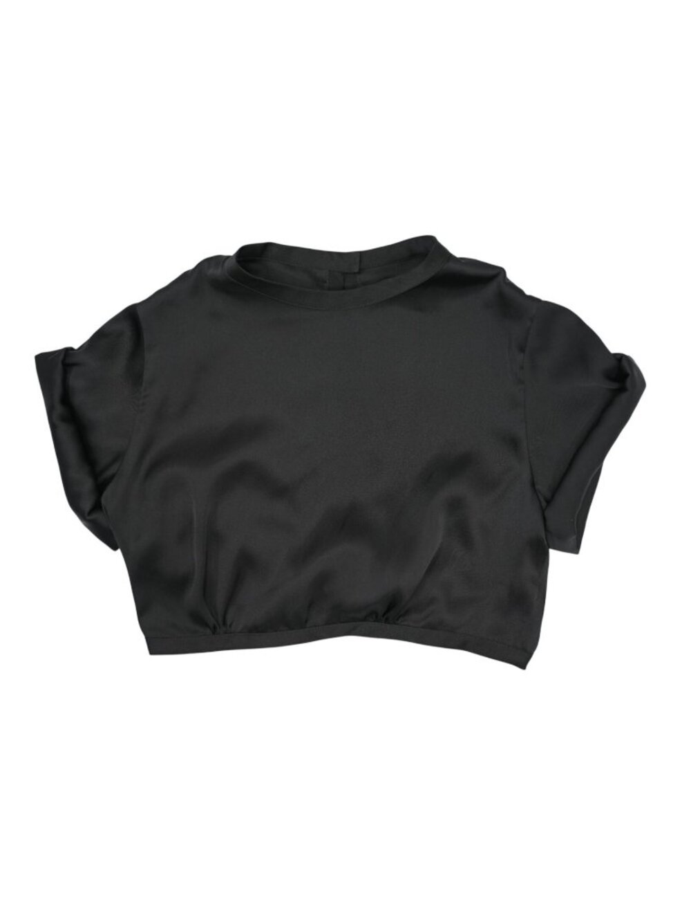 Orseund Iris Le Club Cropped Satin Top in Black